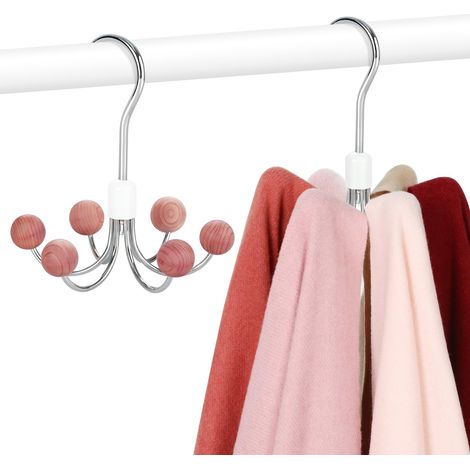 Cintre pour Cravate avec 6 Boules de Cèdre,Cintres pour Sac pour Placard, Crochet Pivotant à 360°,Cintre Gain de Place, Cintre pour Foulard,Soutiens-Gorge,Sangles,Ceinture,2 Pièces,CT43C (1/5)