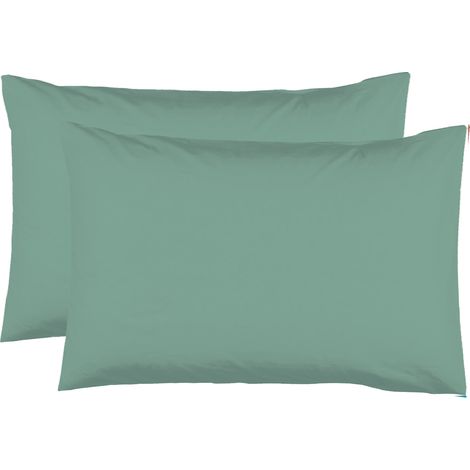 2 Taies d'oreiller 50 x 70 cm - Vert tilleul - 100% coton 57 Fils