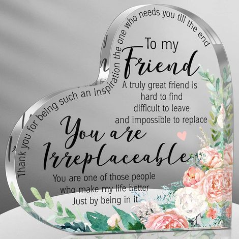 Plaque acrylique d’amitié style vintage – Cadeau fleuri pour femme, meilleure amie et sœur, présent de remerciement, anniversaire, Noël et Thanksgiving - 8.5x8.5x1cm (1/5)