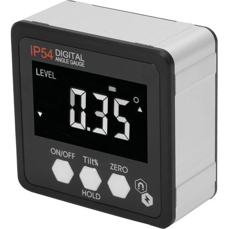 Digitaler LCD-Winkelmesser 4x90° IP54, weißes Display auf schwarzem Hintergrund