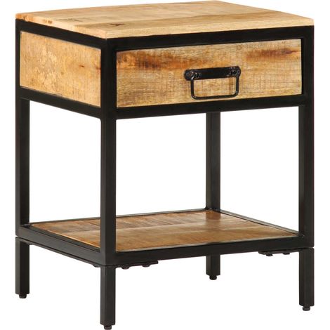 Armario de Noche Marrón 40 x 35 x 50 cm Madera maciza de Mango (1/5)