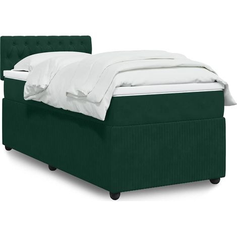 Boxspringbett mit Matratze Dunkelgrün 90x200 cm Samt
