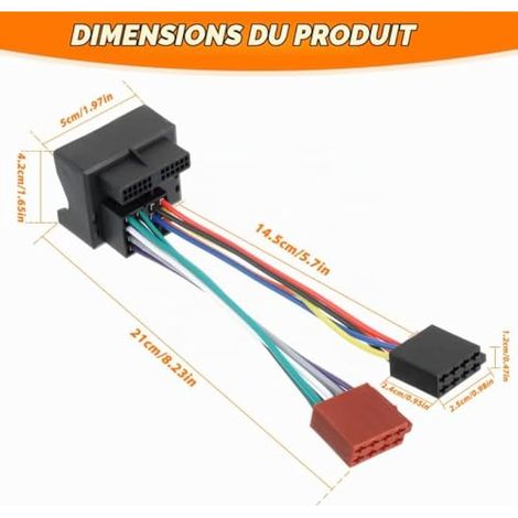 Cable autoradio ISO 16 broches pour V-W, BMW Série 1 3 5 6 Ford Cable Adaptateur Faisceau autoradio fiche ISO Radio (1/4)