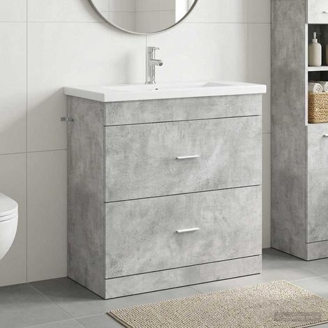 vidaXL Badezimmermöbel-Set Betongrau 81 x 40 x 84,5 cm Holzwerkstoff (1/5)