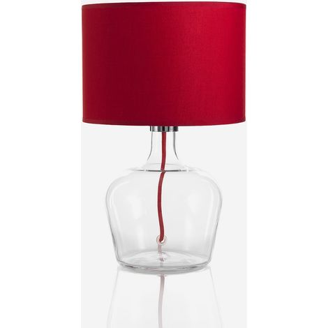 Design-Tischlampe aus Glas und Stoff Bruma - Rot