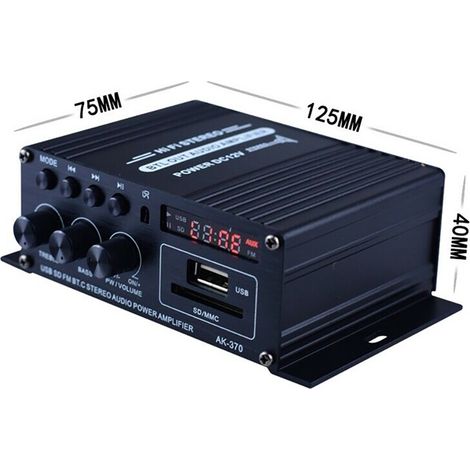 Amplificateur audio stéréo HiFi 400 W (2 x 200 W) pour voiture et maison, avec caisson de basses, Bluetooth, EDR et design LED. (1/5)