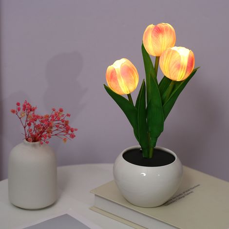 Lampe tulipe d'intérieur, lampe de table décorative, lampe pot de fleurs, veilleuse d'ambiance, cadeau plante en pot (1/2)