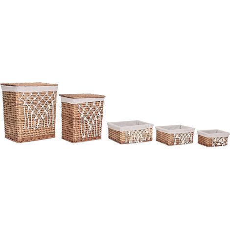 Panier linge osier blanc élégant et pratique - Osier blanc tissé naturel