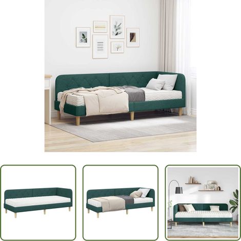 vidaXL Ecksofa -  Eckbettgestell Dunkelgrün 80 x 200 cm Stoff (1/5)