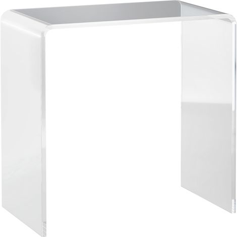 U-förmiger Acryl-Wohnzimmertisch, moderner Tisch mit glatten Kanten und abgerundeten Ecken, 53,5 x 30,5 x 53,5 cm, transparent