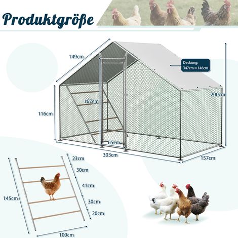 Gallinero robusto con corral y escalera: hábitat seguro, resistente a la intemperie y fácil de limpiar para aves de corral, pájaros y animales pequeños. (1/5)