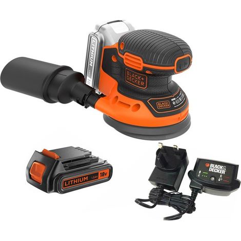 Black & Decker 18V Cordless Orbital Sander 125mm x1 1.5ah Batteries BDCROS18-GB (1/4)