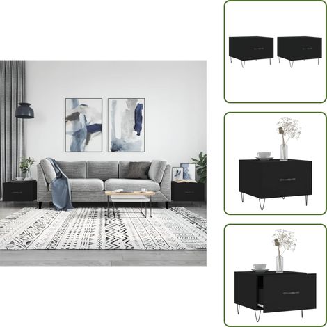 The Living Store Couchtische 2 Stk. Schwarz 50x50x40 cm Holzwerkstoff - Schwarze Couchtische - Holzwerkstoff Couchtisch - Couchtisch Set - Beistelltisch Schwarz - Wohnzimmer Möbel (1/5)