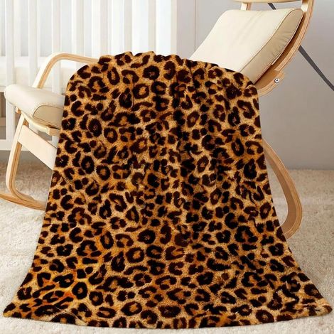 Couverture Douillette pour Enfant, Léopard Couverture en Flanelle, Imprimé Polaire pour Chambre à Coucher Canapé Décoration Convient -100×150cm (1/5)
