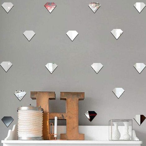 Autocollants muraux acrylique argent diamant déco murale chambre salon nursery (1/2)