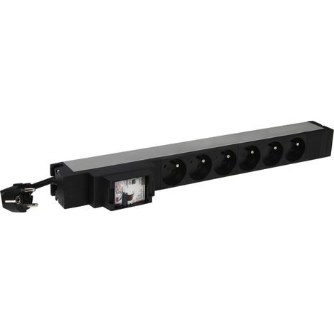 Legrand – PDU 19 pouces 1U avec disjoncteur différentiel 16A – 6 prises 2P+T inclinées à 55° – Cordon d'alimentation 3m – Montage sur racks 19 pouces (1/3)