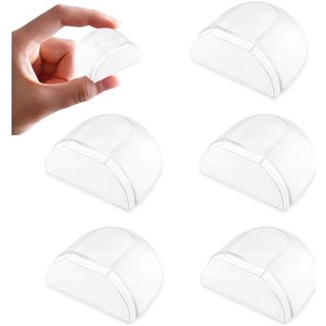 (Couleur:Transparent) 5Pcs Arrêts De Portes,Butées De Porte Transparentes,Semi-Circulaire Stop-Porte Adhésif Au Sol Pour Tous Les Sols Durs,Assu (1/5)