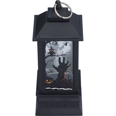 Lanterne d'Halloween LED orange, lampe torche portable à flamme simulée, idéale pour les fêtes. (1/5)