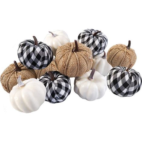 Set mit 12 verschiedenen künstlichen Kürbissen, Herbstdekoration für Hochzeiten, Thanksgiving und Halloween (1/5)