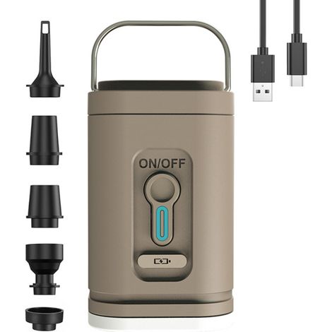 Pompe à air électrique sans fil Gonflage et dégonflage rapides 200L/min batterie 1200mAh avec 5 embouts et lumière LED (1/5)