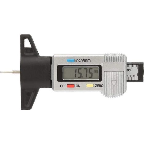 Professionelle digitale LCD-Reifentiefenwaage mit Messbereich 0 bis 25,4 mm, Profiltiefenmessung in 0,01-mm-Schritten. (1/4)