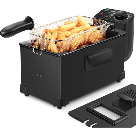 Friteuse - 3 litres - avec hublot - 2200 W - Zone froide - Filtre anti-odeurs - Noire  Slater 30A58 (1/5)