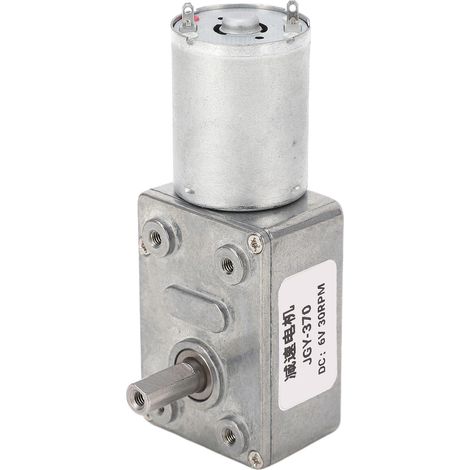 Moteur à engrenage à vis sans fin haute torsion 12mm arbre simple autobloquant réversible réducteur de vitesse DC turbine avec socle fixe 6V 30RPM (1/5)