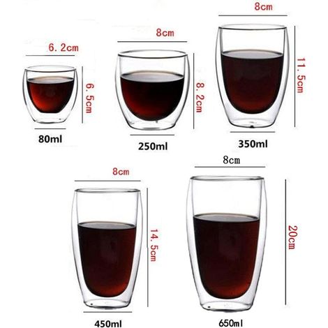 3 PCS Double Wall Glass Mug,Coffee Cup Glass Mug Clear Glass Coffee Cup Whiskey Glass Cup for Women Men (1/5)