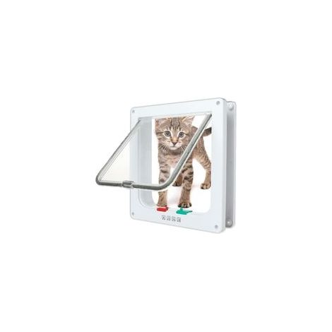 Chatière pour Chat avec Magnétique à 4 Voies,Facile à Installer et à Utiliser,Entrée Sélective,Accès contrôlé, Portes de Passage sécurisées et fenêtres pour Animaux de Compagnie,19.7 19 2cm H407