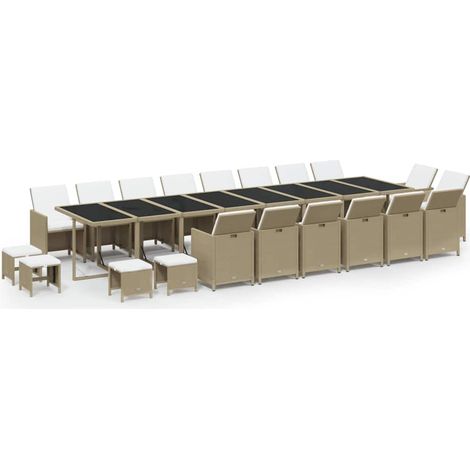 Maison Exclusive - Set da Pranzo per Giardino 21pz con Cuscini in Polyrattan Beige (1/5)