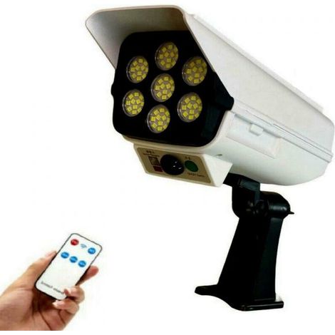 TELECAMERA FINTA CON LUCE A PANNELLO SOLARE FARETTO 77 LED SENSORE DI MOVIMENTO (1/5)