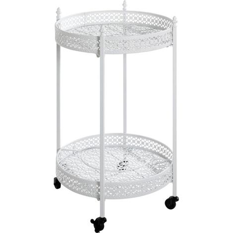 Desserte de Cuisine Ronde "Ulika" 74cm Blanc (1/5)