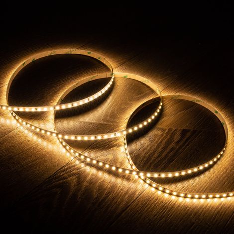 Tira LED 24V SMD 120 LED/m 5m 10W/m 1000lm/m Ancho 8mm Corte 5cm IP20 2700K Blanco Cálido