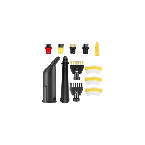 Conjunto de 12 accesorios para nettoyeur vapeur para Kärcher Easyfix SC1, SC2, SC3 y SC4, brosse ronde, brosse plate, buse allongée, buse coudée, buse pour recoins, chiffon en microfibra