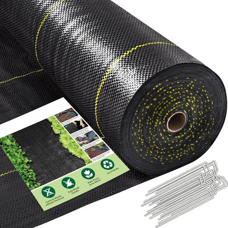 Toile de Paillage 1x10 m Géotextile Tissé Anti Repousse Herbe 70 g/m² Toile PP Perméable Anti Repousse, Résistante aux Déchirures pour Jardin, Allées et Gravier (1/5)