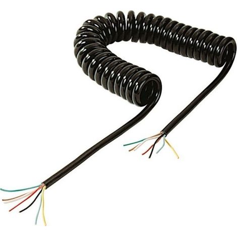 Rallonge spirale extensible 3,5 m – Câble 7 x 0,75 mm² – Résistance aux abrasions et hydrocarbures – Pour alimentation 12V