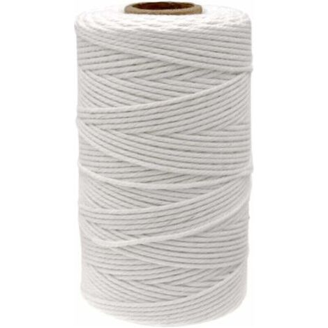 Corde Macramé en Coton Ficelle Blanche 2mm x 100M pour Travaux Manuels, Cuisine, Lier la Viande, Emballage