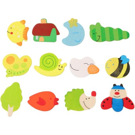 Autocollants Magnétiques Animaux en Bois 12 Pièces Décoratifs Pédagogiques (1/5)