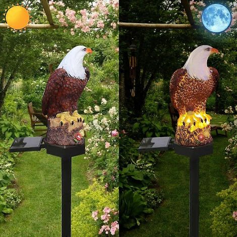 Solar-Gartenleuchte Adler-Dekoration, LED-Außenleuchte, solarbetrieben, wasserdicht, aus Harz, dämmerungsaktiviert
