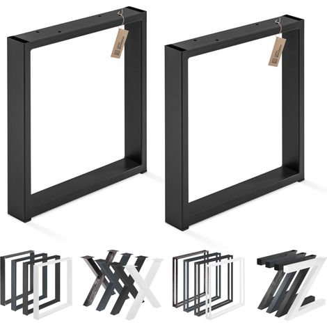 LAMO Manufaktur Lot de 2 pieds de table basse, modèle Simple Light, Profil 60x20 mm, 40x43 cm (L x H), Noir, LTS-01-E-BB-9005