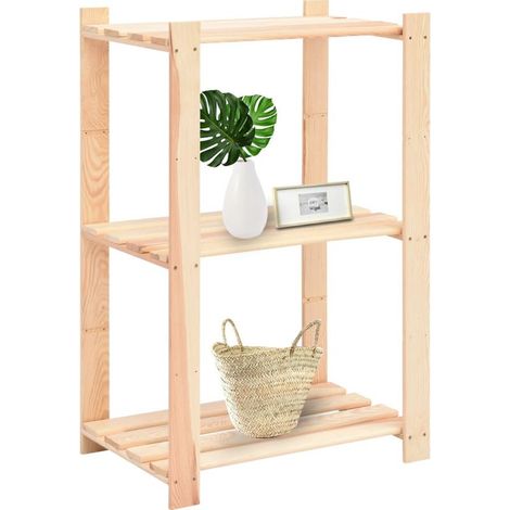 Estantería de almacenamiento de 3 niveles, 60x38x90 cm, pino macizo, 150 kg (1/5)