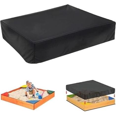 Bache Bac a Sable, Housse De Bac à Sable Imperméable, 150x 150x20Cm, Imperméable Avec Cordon De Serrage,Tissu Oxford, Imperméable à La Poussière Pour Bac à Sable,Bac a Sable Enfant Exterieur,Noire (1/4)