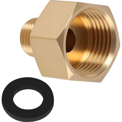 Raccord Gaz Allemand Français, Adaptateur de Gaz Laiton G 1/2" Femelle Droite (RH) vers G 1/4" Mâle Gauche (LH), Raccord Tuyau Connecteur Conversion pour Appareils Propane et Butane, Durable (1/5)