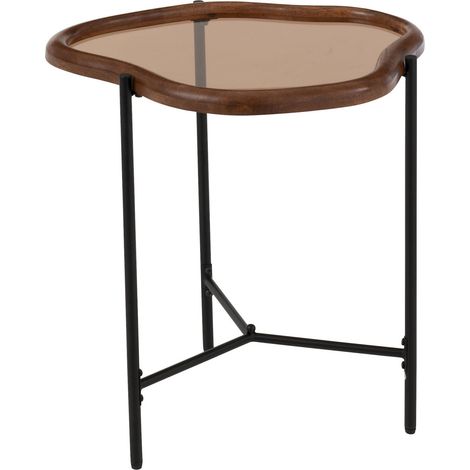 Table basse design en verre multicolore élégance et originalité - Verre marron et bois foncé (1/5)