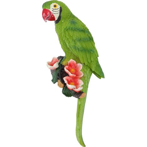 statue jardin exterieur-Sculpture de Perroquet Résine – Figurine d'Oiseau Demi-Face Murale pour Décor de Salon ou Balcon – Statue Verte Accrochable (13.4 x 5.1 in) (1/5)