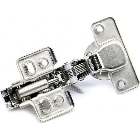 Charnières hydrauliques à fermeture amortie, recouvrement total, en fer inoxydable, quincaillerie pour meubles (1/5)
