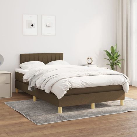Lit Adulte - Lit à sommier tapissier avec matelas- Lit double - Meuble de Chambre à Coucher Marron foncé 120x200 cm CNIS5490761 (1/5)