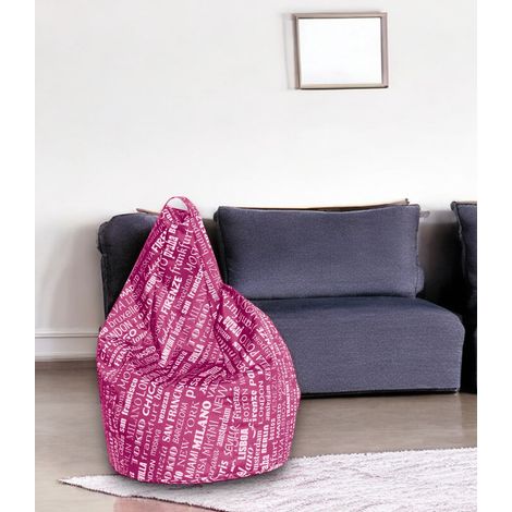 Dmora Pouf avec lettrage fantaisie, couleur fuchsia et blanc, Dimensions 80 x 120 x 80 cm, avec emballage renforcé