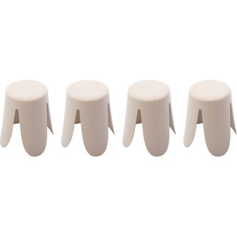sweeek - 4er Set stapelbare Hocker, strukturierter Bouclébezug
