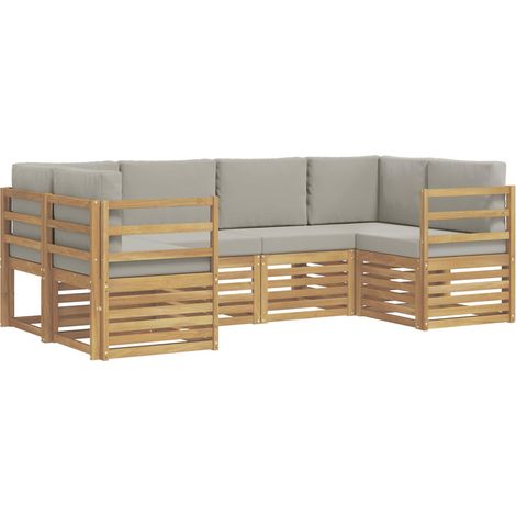 Sectional Sofa Set 6 pcs White and Light Grey vidaXL